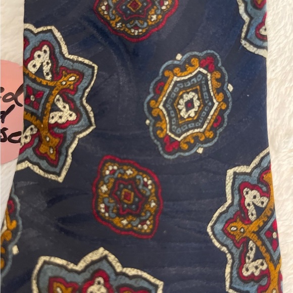 Hardy Amies Navy and Multicolor Geometric Tie - Picture 2 of 6